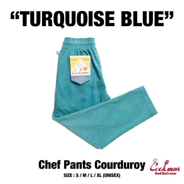 Cookman Chef Pants - Corduroy : Turquoise Blue