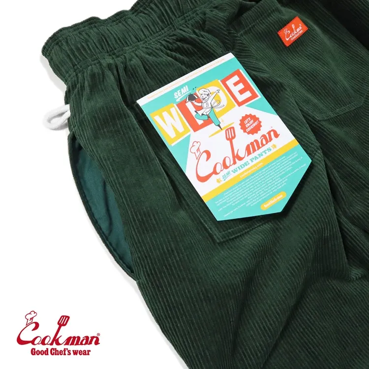 Cookman Chef Pants Semiwide- Corduroy : Dark Green