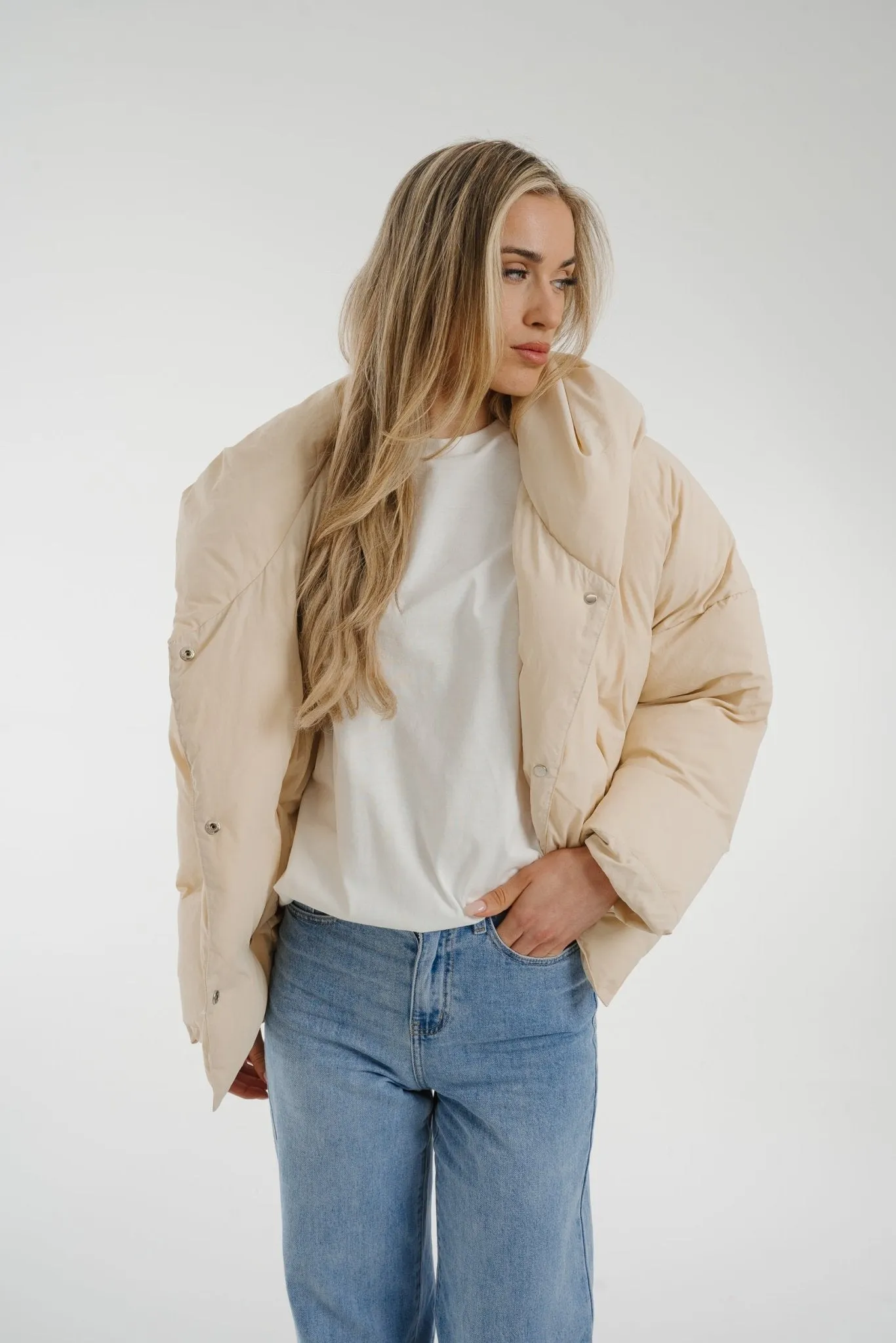 Cora Hooded Coat In Cream