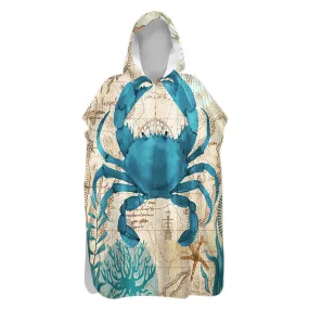 Crab Love Hooded Beach Poncho