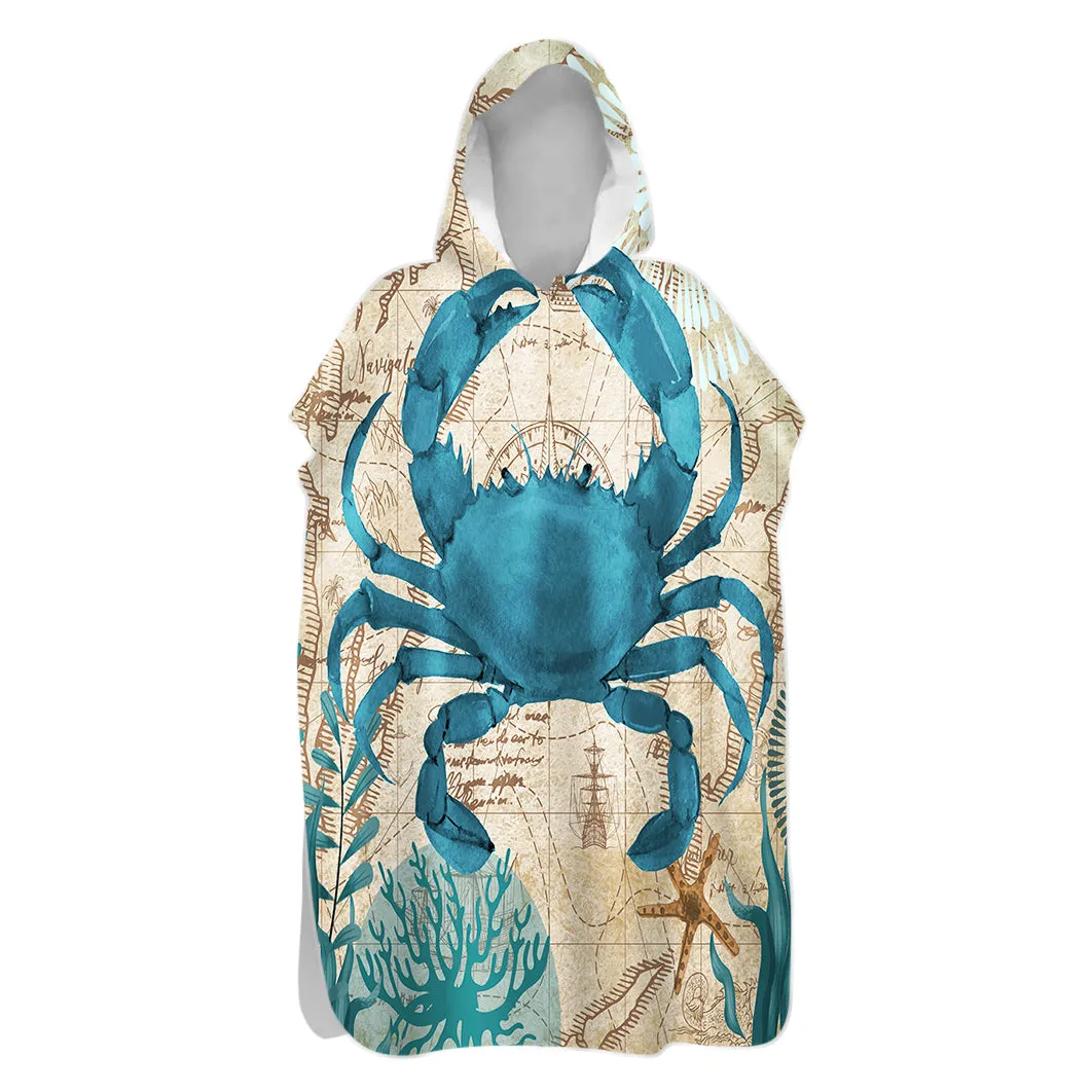 Crab Love Hooded Beach Poncho