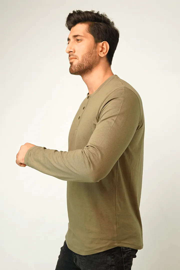 Croco Full Sleeve Henley T-Shirt