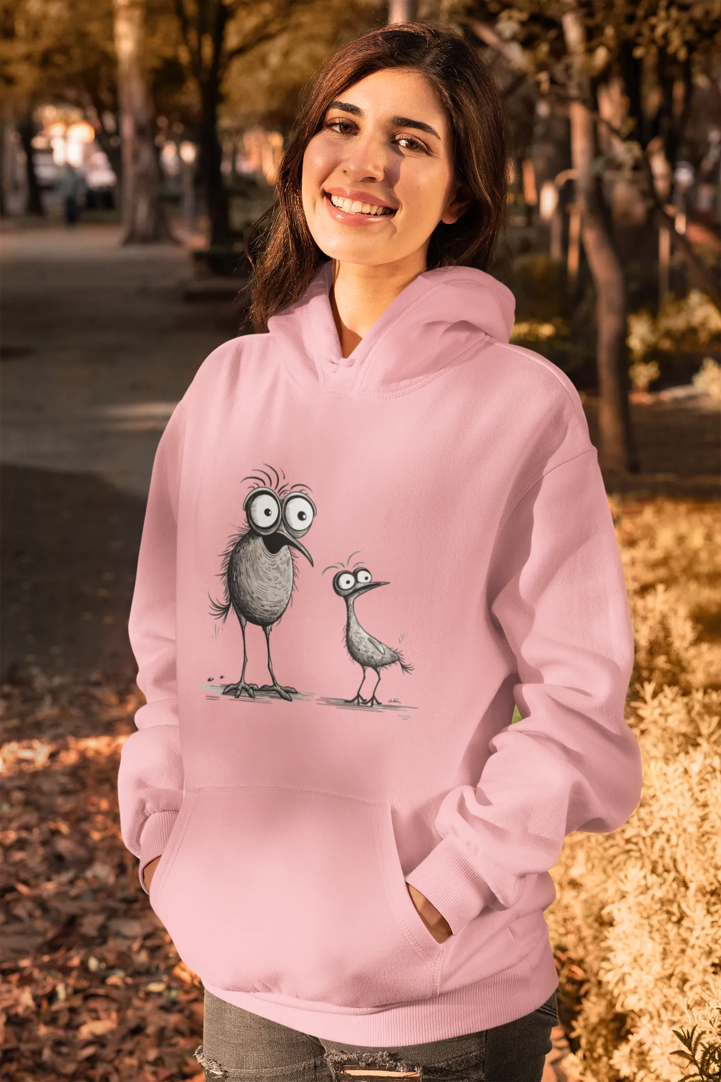 Damen Hoodie mit Vogelmotiv "Funny Birds"