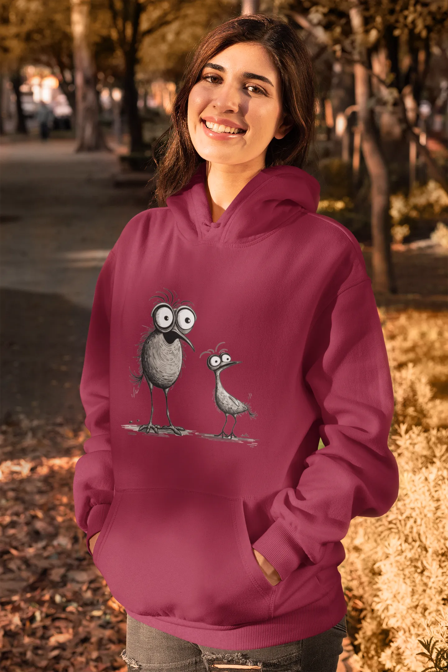 Damen Hoodie mit Vogelmotiv "Funny Birds"