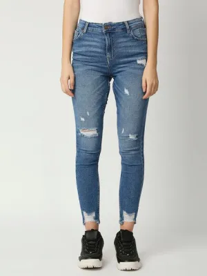 Dark Mid Blue Ibiza High waist  Skinny Fit Jeans