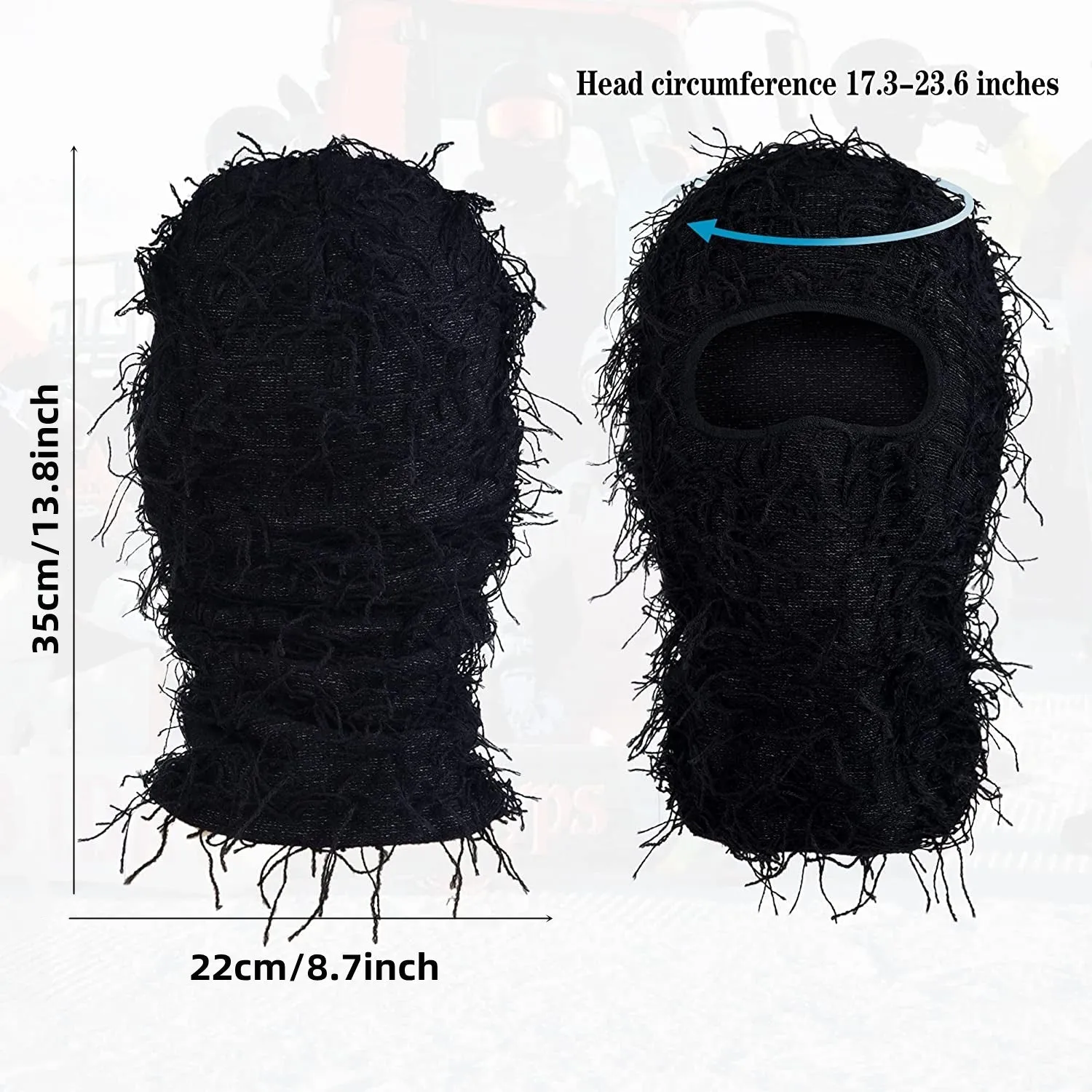 Distressed Balaclava Full Face Ski Mask Knitted Balaclava Windproof Ski Mask Cold Weather Gear For Skiing, Riding Motorcycle & Snowboarding