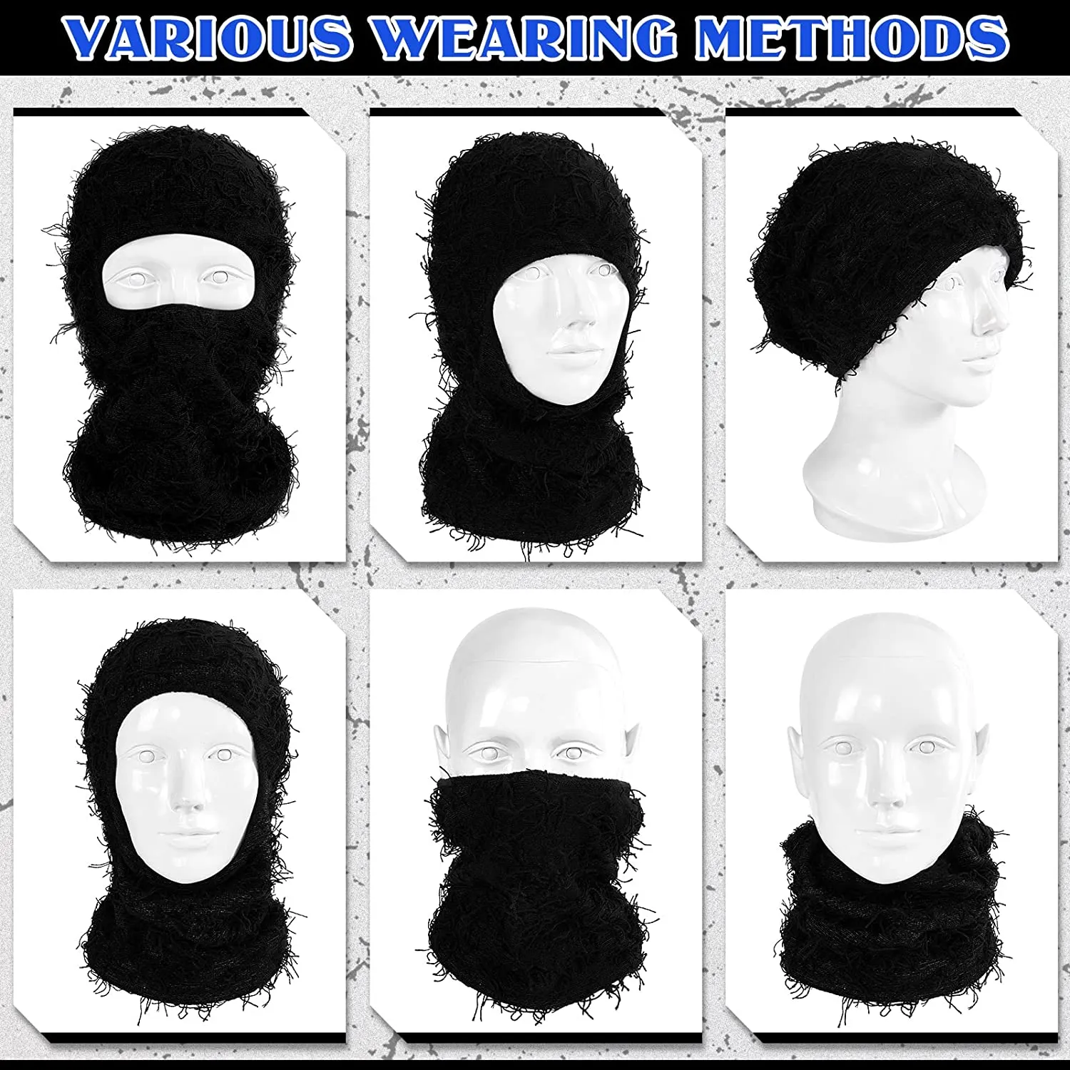 Distressed Balaclava Full Face Ski Mask Knitted Balaclava Windproof Ski Mask Cold Weather Gear For Skiing, Riding Motorcycle & Snowboarding