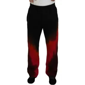 Dsquared² Black Red Cotton Logo Print Casual Pants