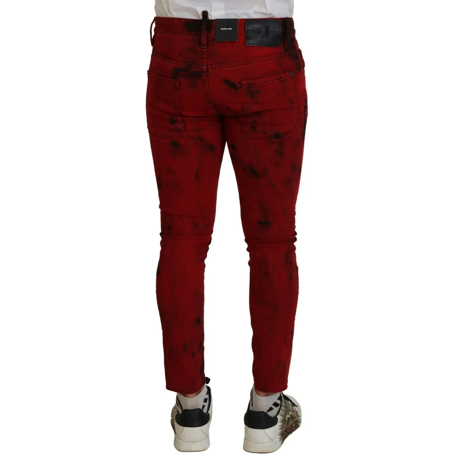 Dsquared² Red Cotton Tie Dye Skinny Casual Denim Jeans