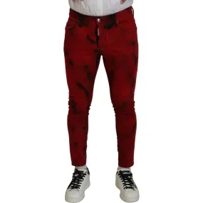 Dsquared² Red Cotton Tie Dye Skinny Casual Denim Jeans