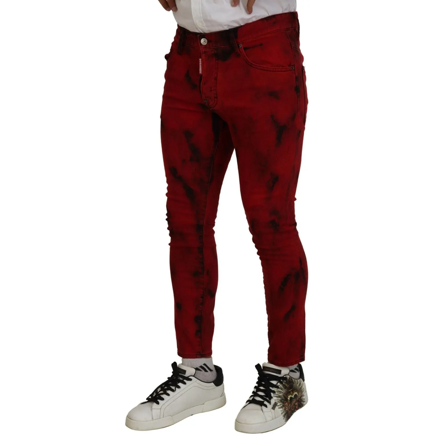 Dsquared² Red Cotton Tie Dye Skinny Casual Denim Jeans