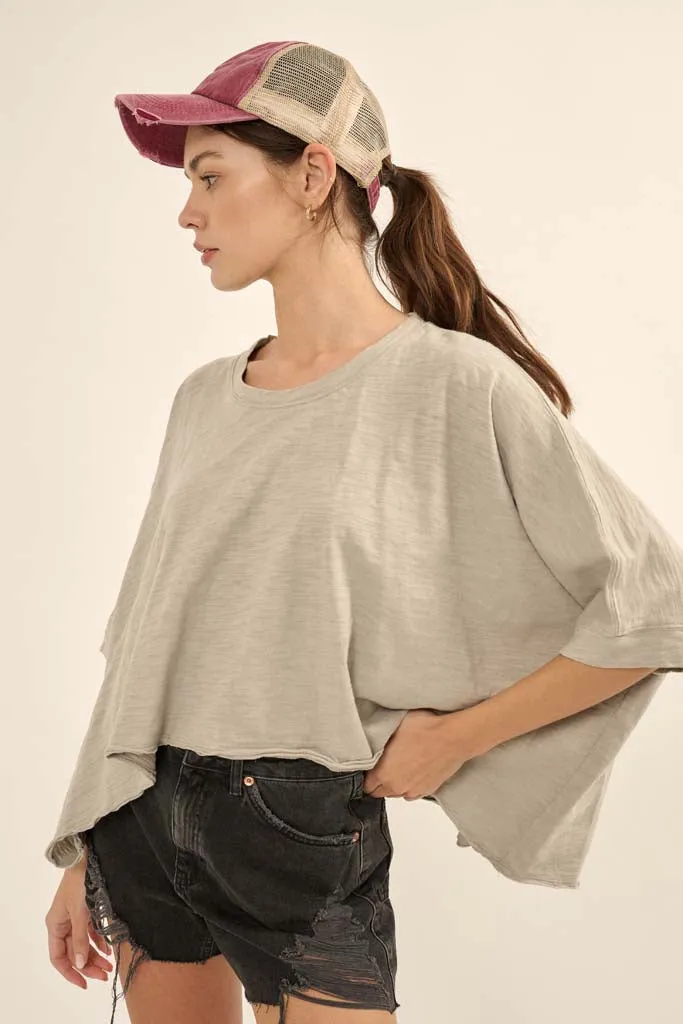 Easy Fit Vintage-Wash Cotton Oversized Boxy Tee