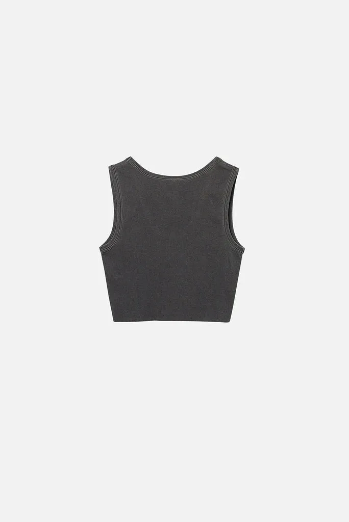 ELWOOD MALIBU CROP TANK AGED GREY RIB