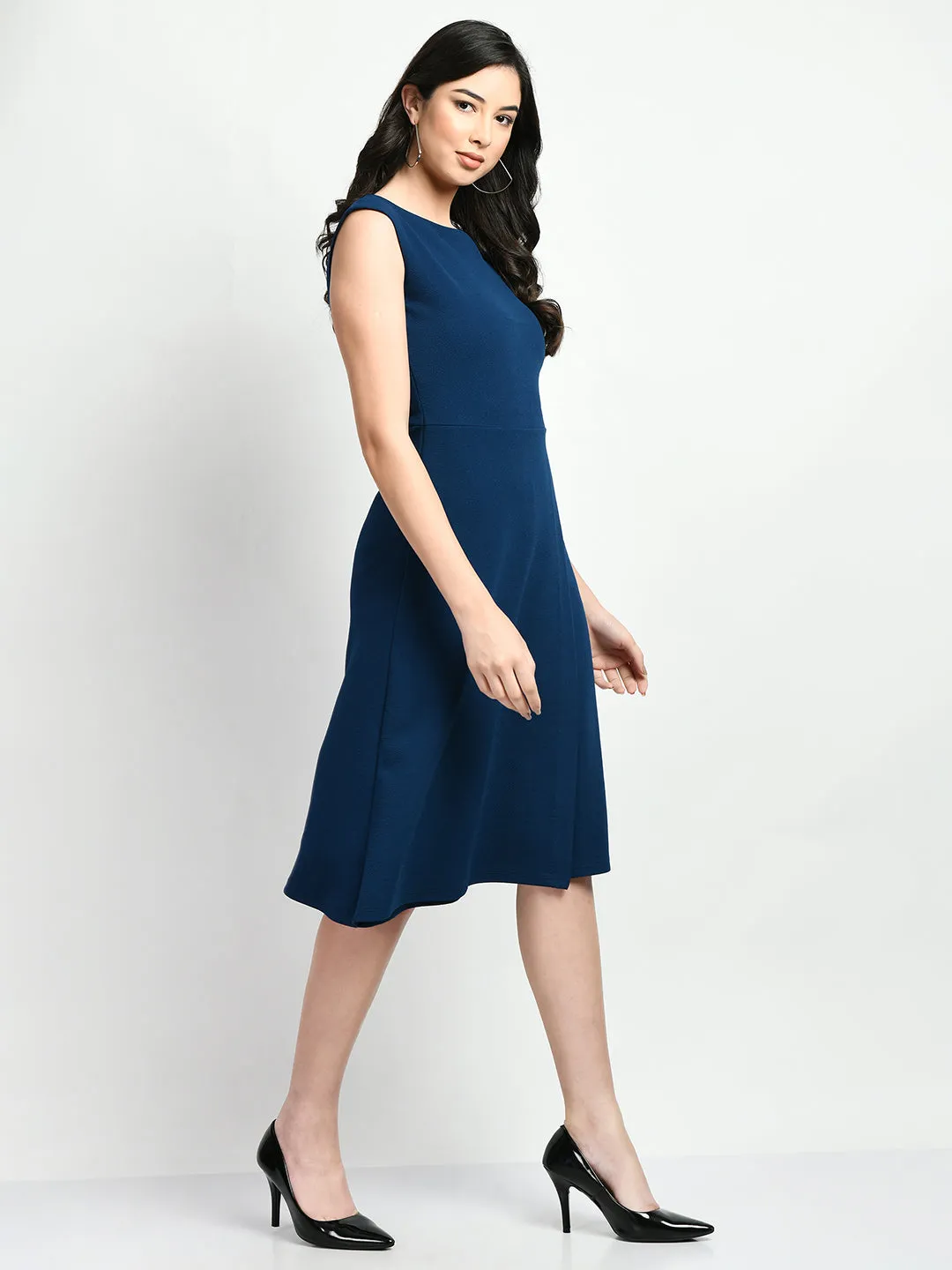 Exude Pride A-line Wrap Dress (Royal Blue)