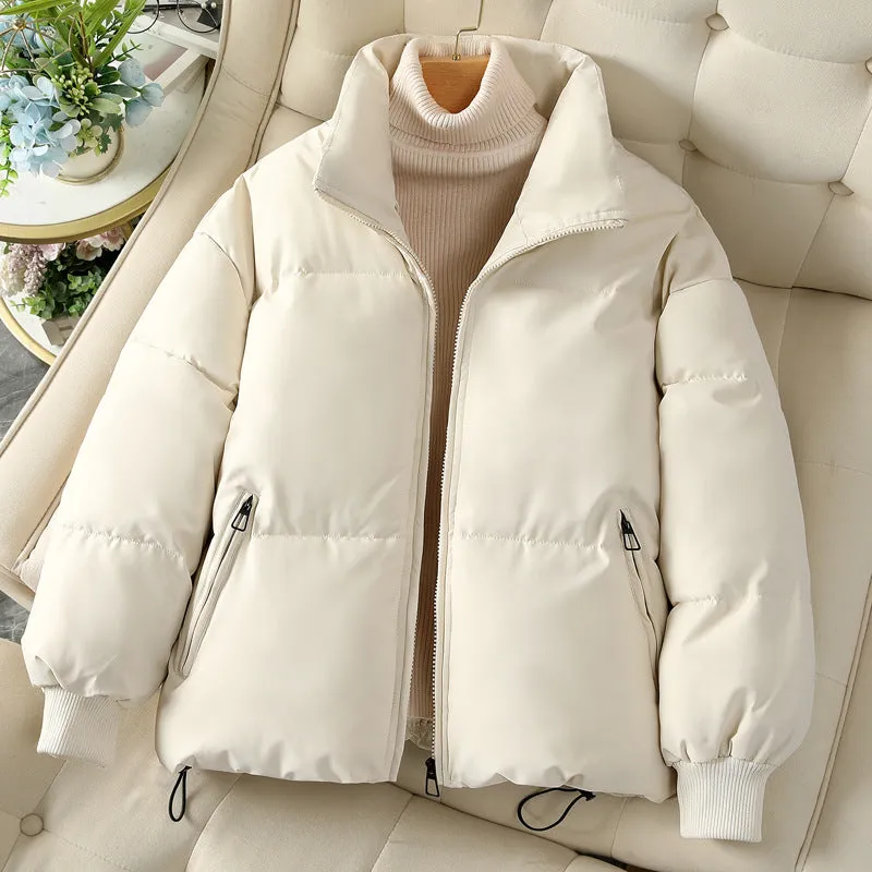 Fashion Ins Style Bread Coat Women's Solid Color Stand Collar Loose Warm Down Jacket Winter Slim Casual Short Coat