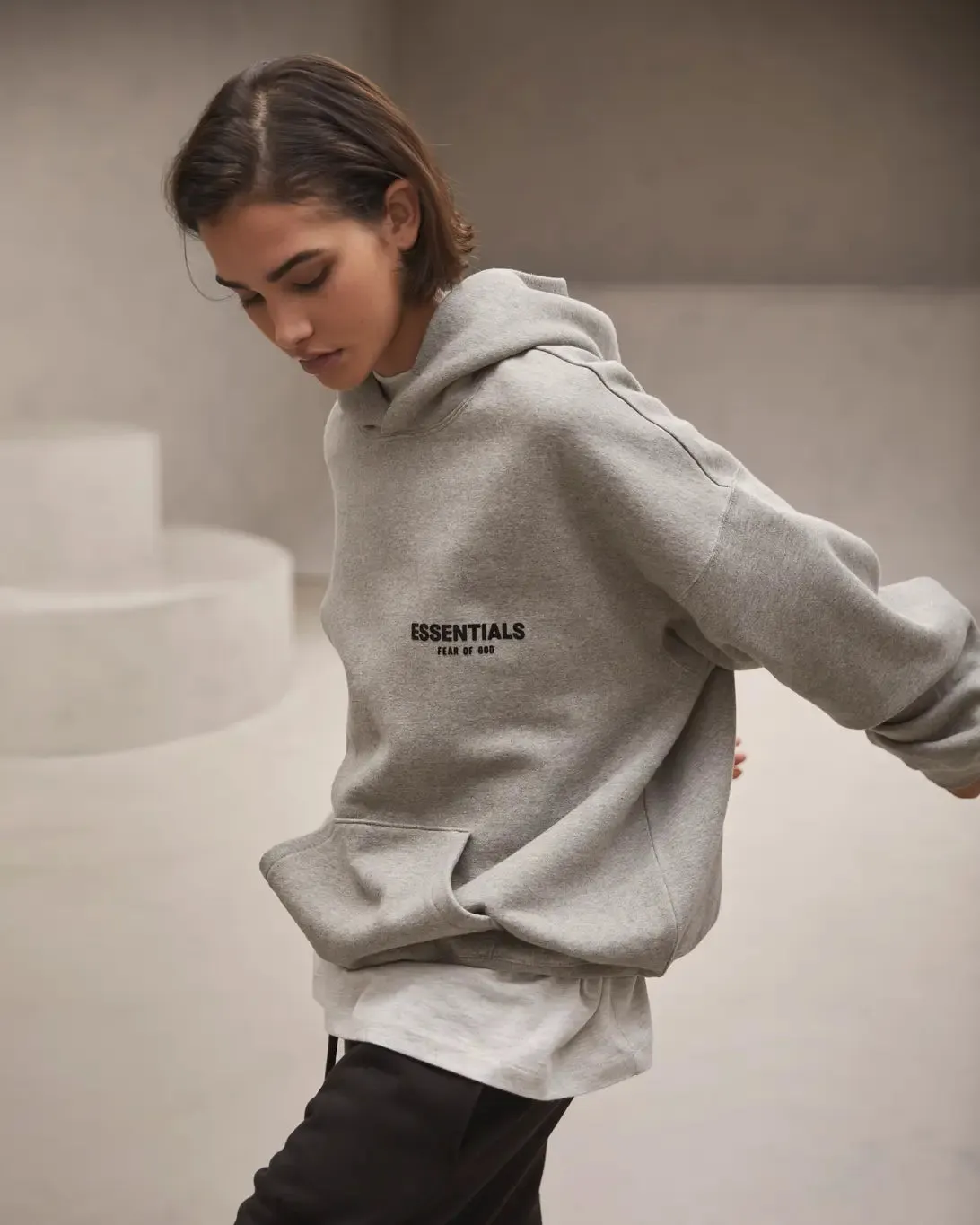 Fear of god Essentials Dark Heather Oatmeal Hoodie