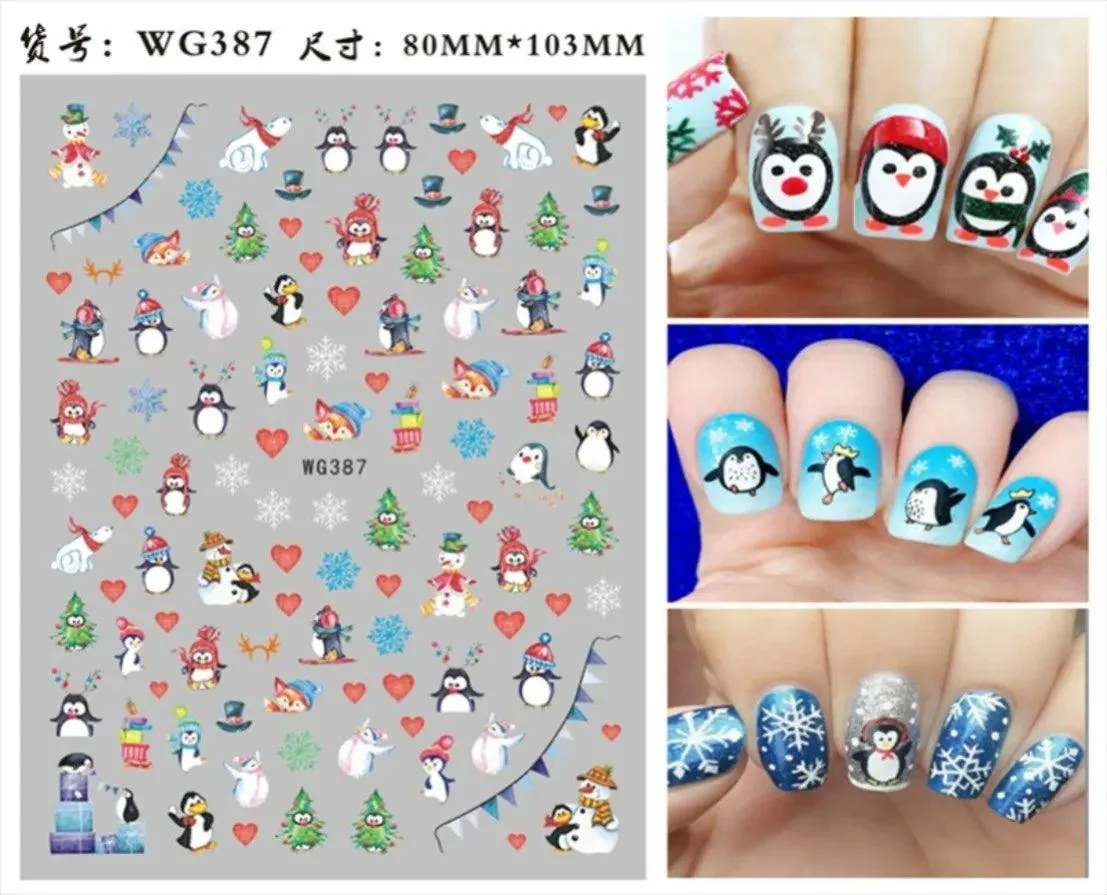 Festive Santa & Snowman Nail Art Stickers for Merry Christmas Manicures