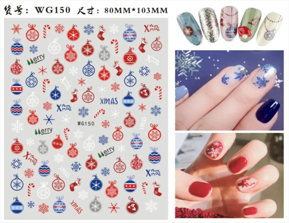 Festive Santa & Snowman Nail Art Stickers for Merry Christmas Manicures