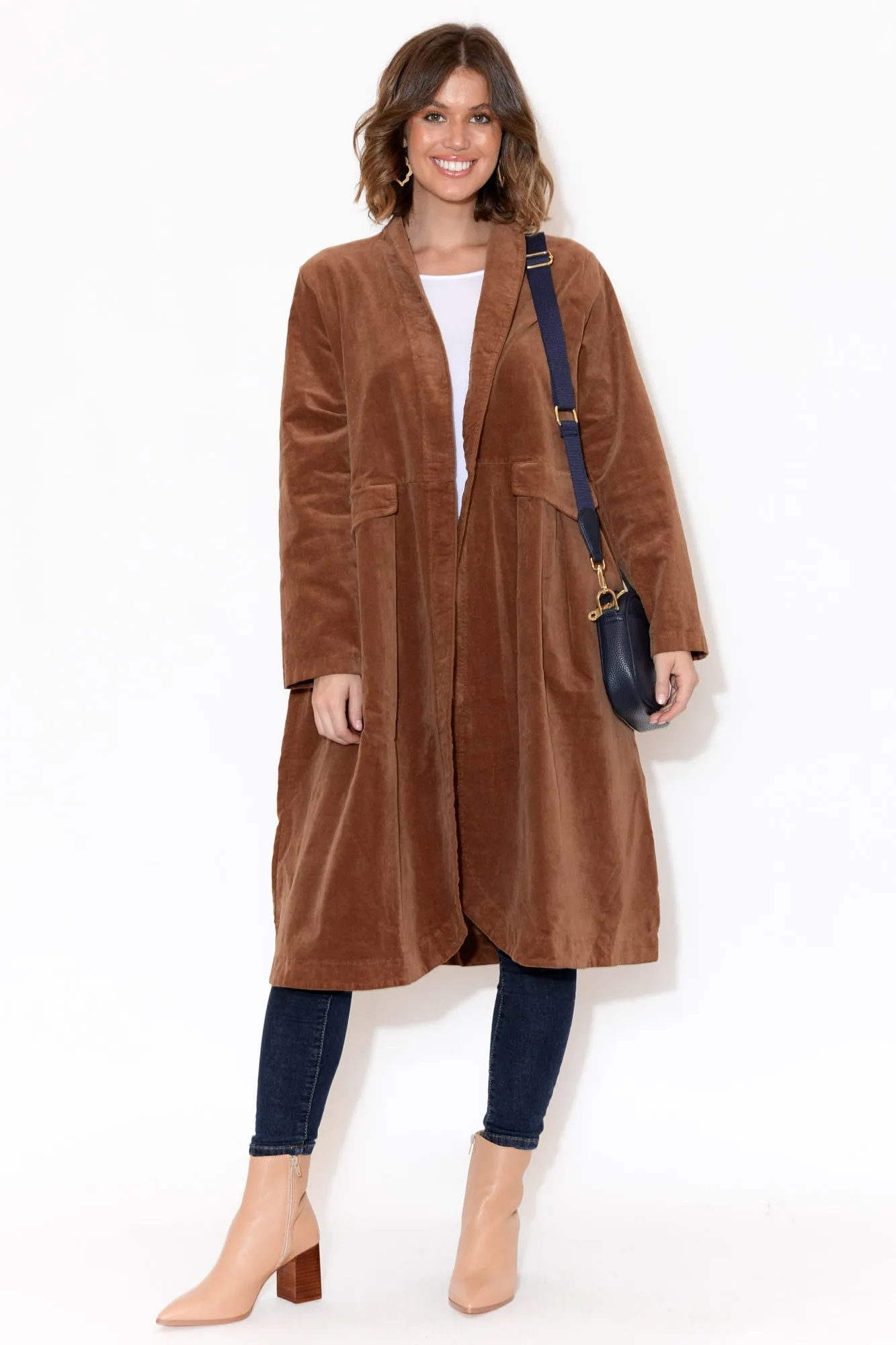 Genevieve Brown Velvet Coat