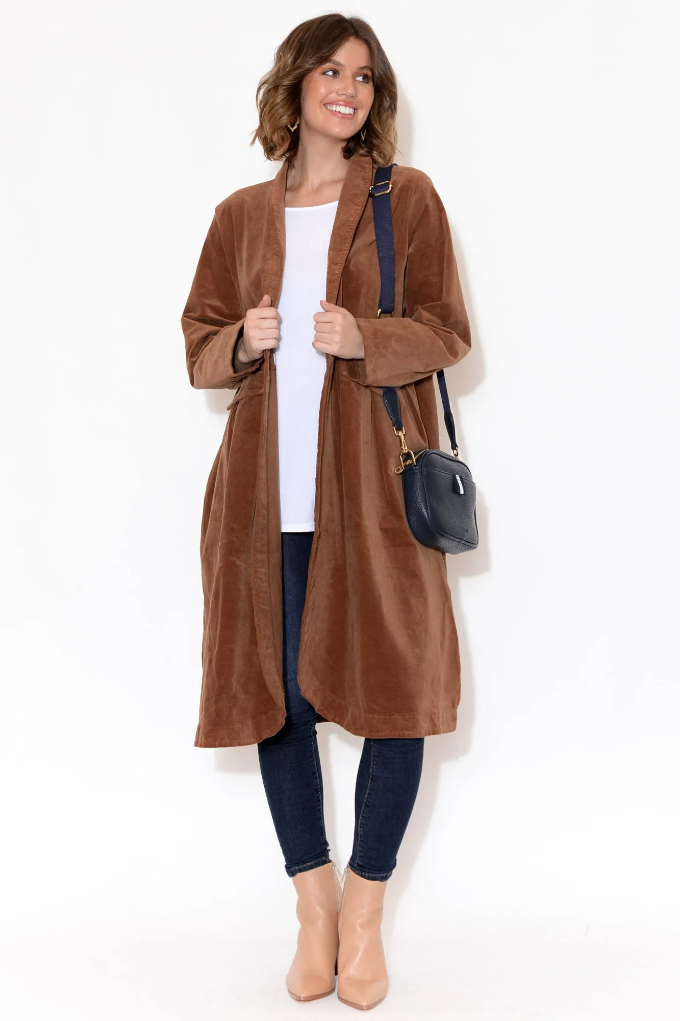 Genevieve Brown Velvet Coat