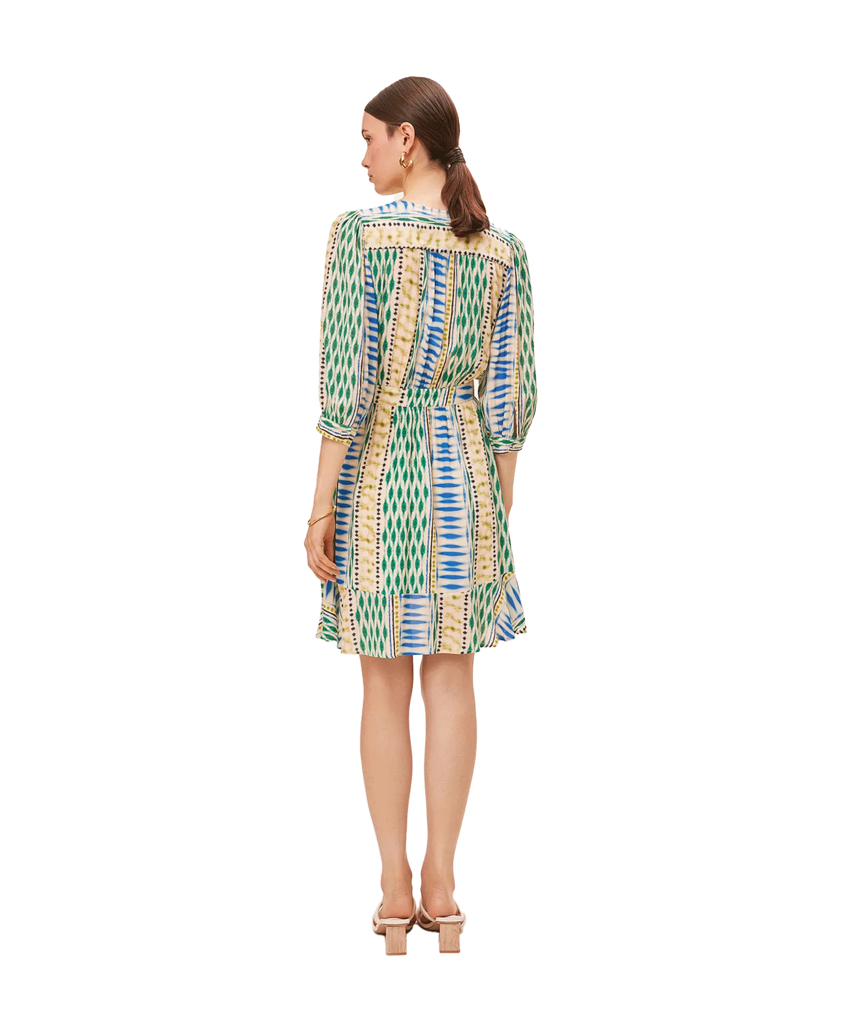 Geo Ethnic Print Short Wrap Dress - Multi