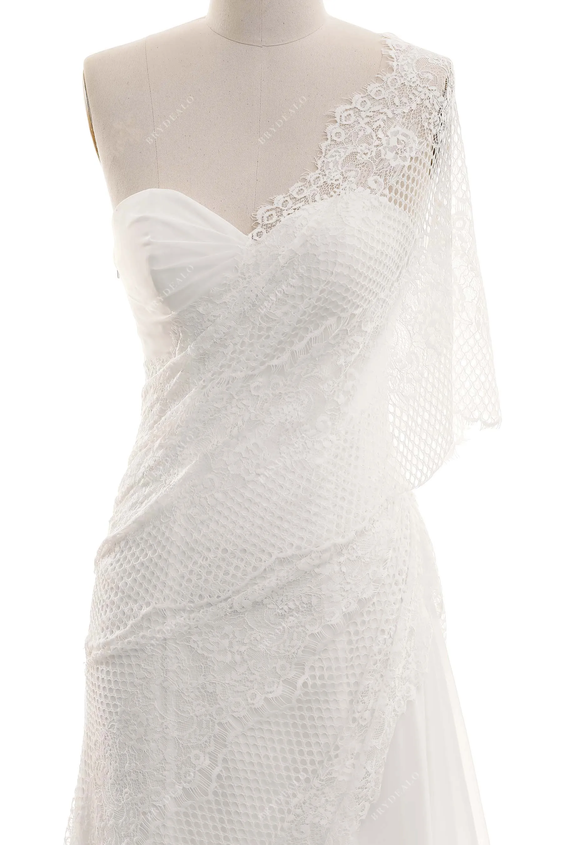 Grecian Lace Chiffon Asymmetric Summer A-line Wedding Dress