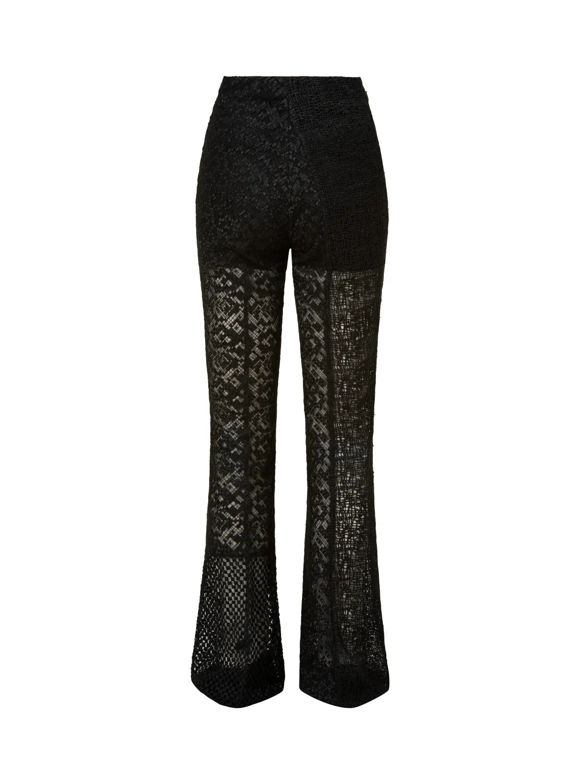 High Waist Techno Embroidery Patchwork Bootcut Pants