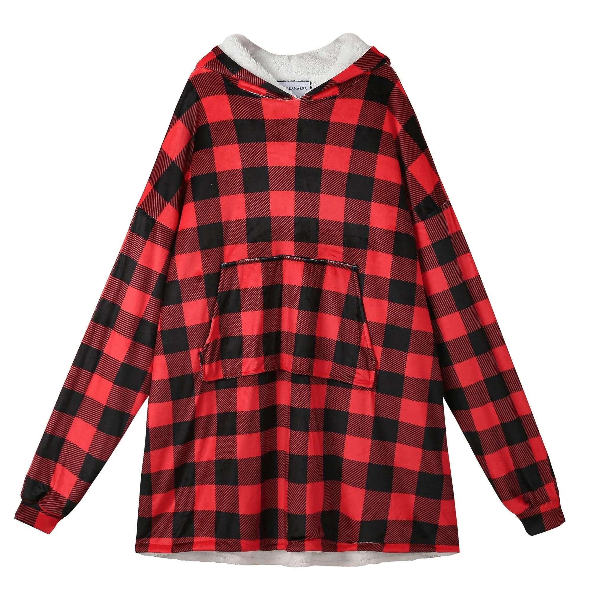 Hoodie Blanket Adult Red Check