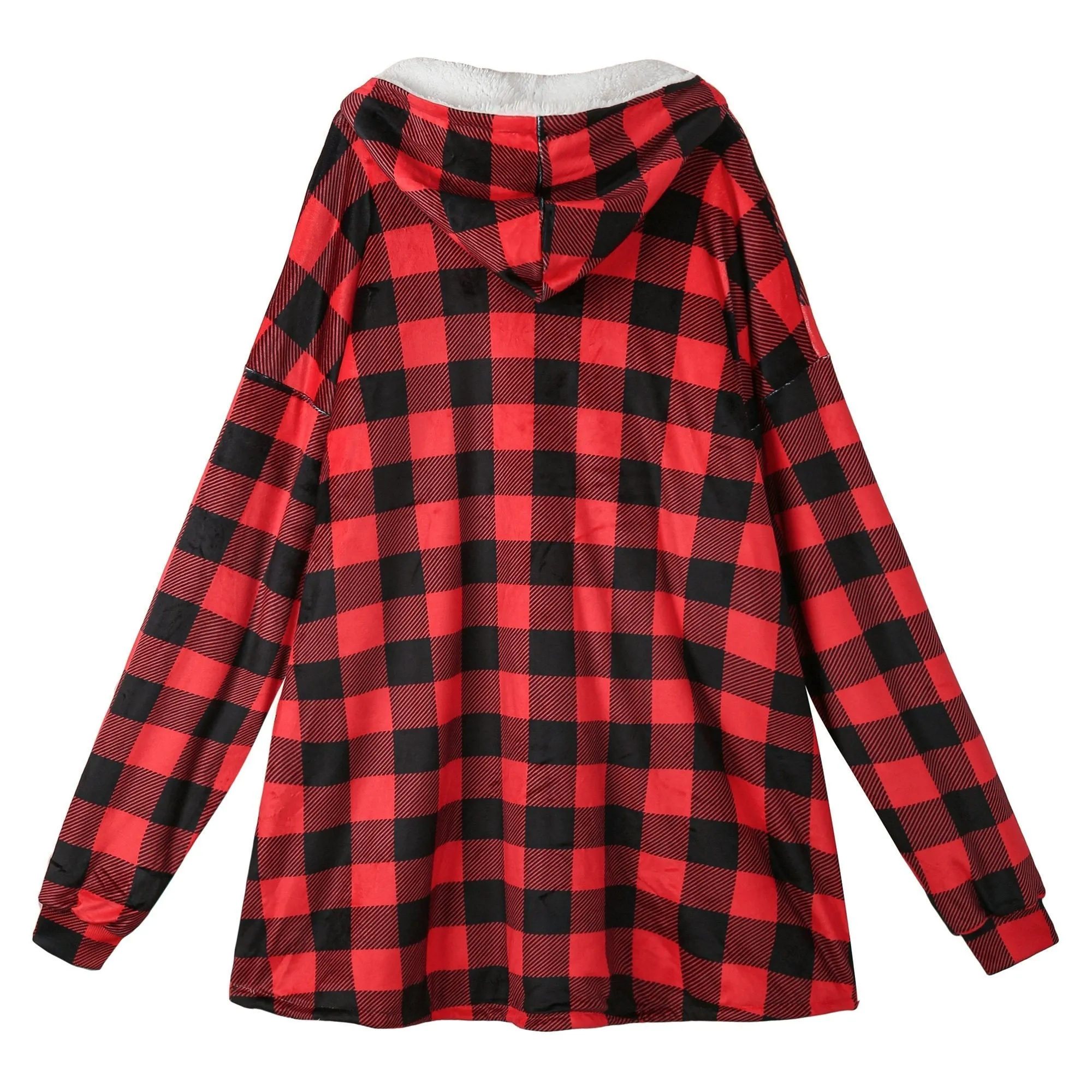 Hoodie Blanket Adult Red Check