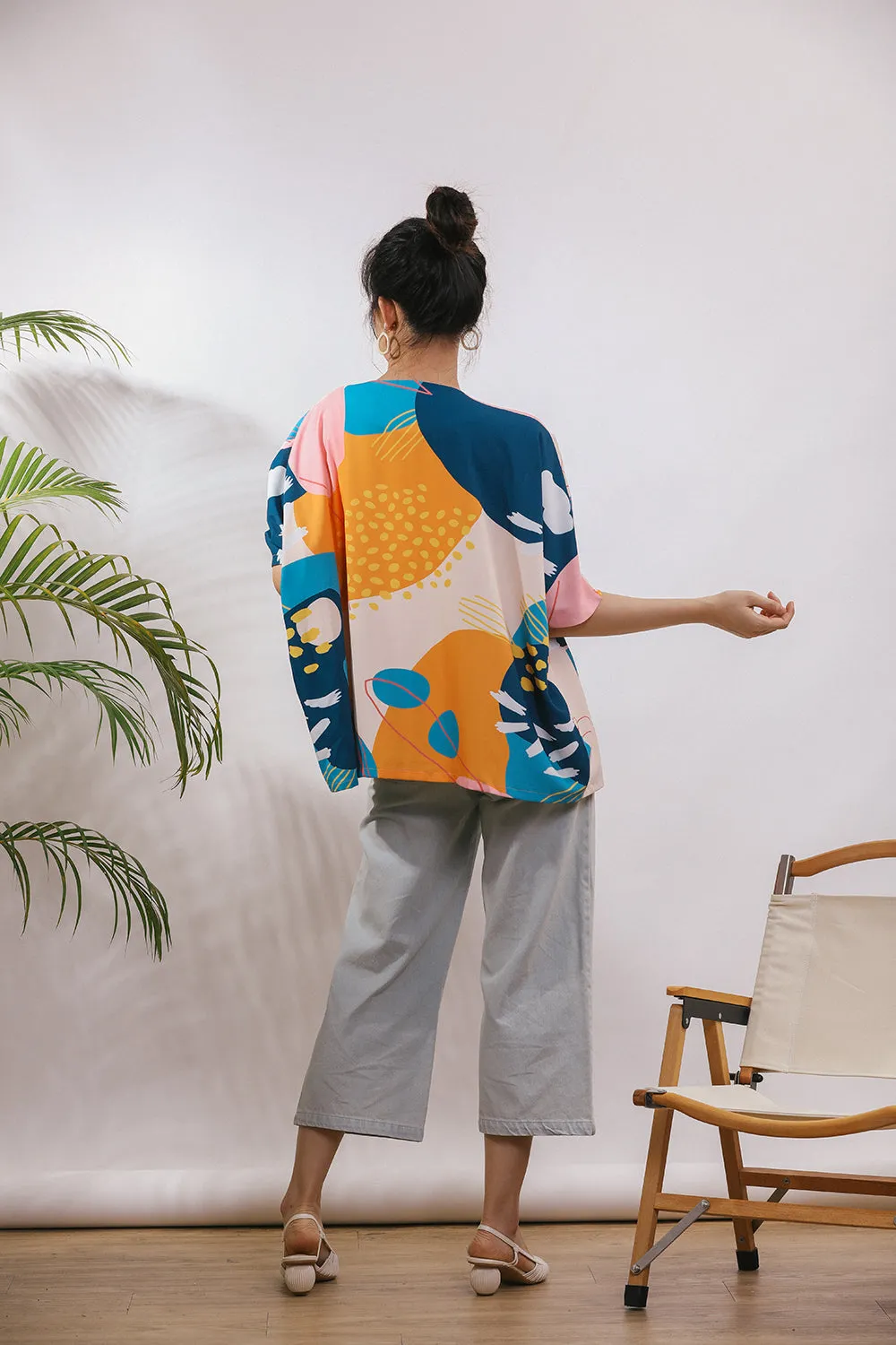 Jaela Abstract Print Kimono Jacket in Citrus