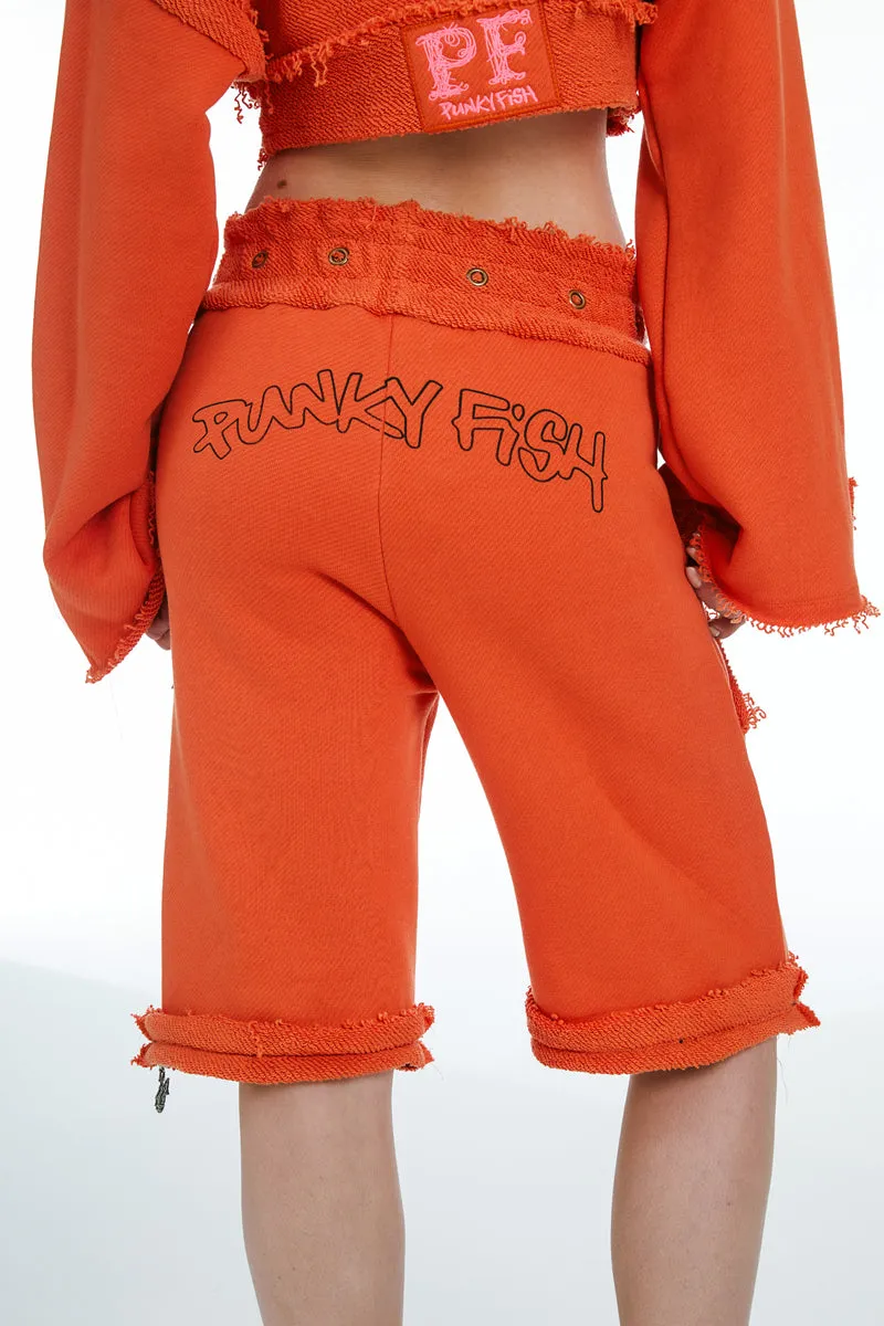 Joggers With Zipper Orange