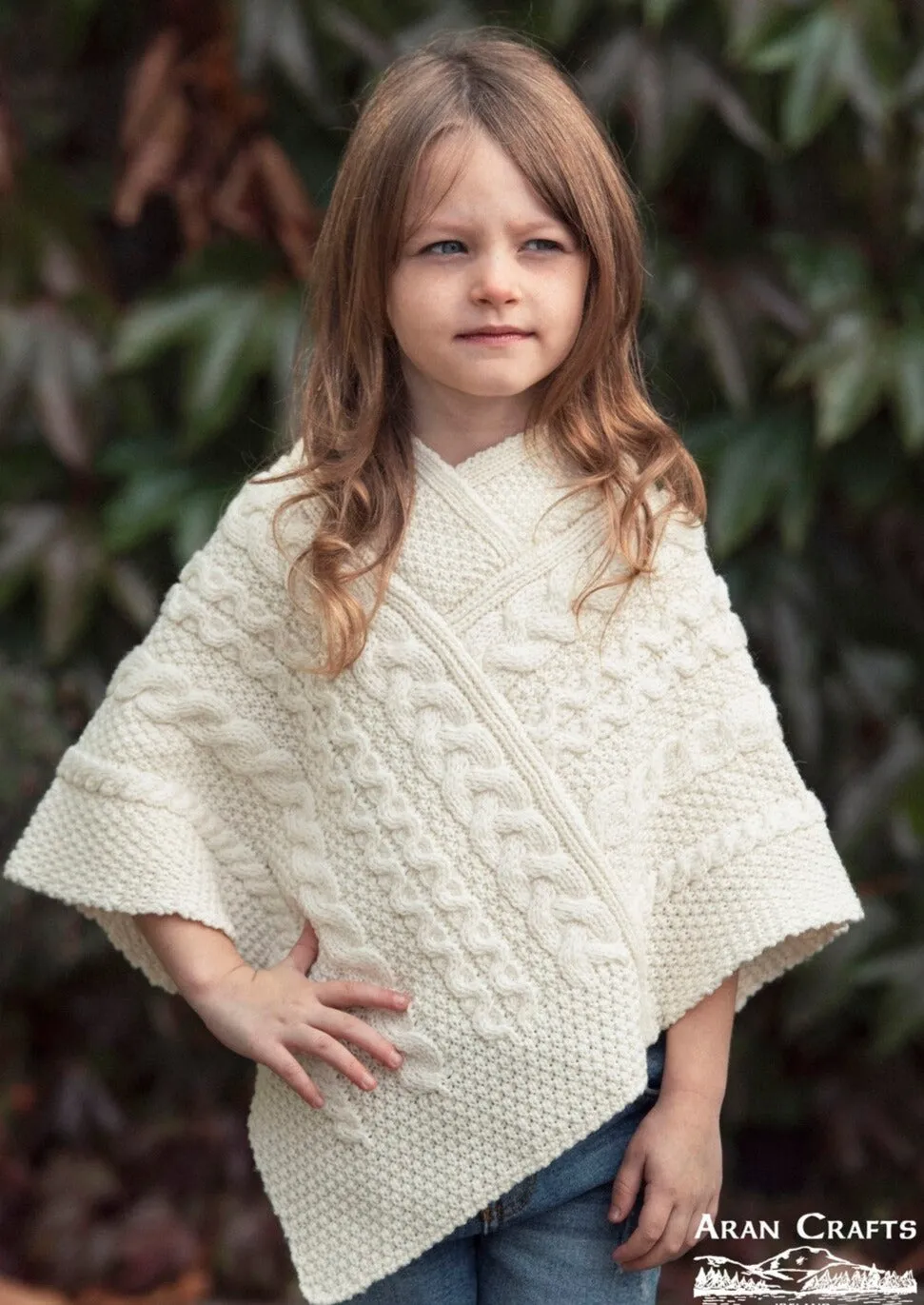 Kid's Aran Poncho | Natural