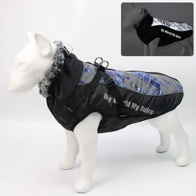 Large Dog Winter Jacket w/ Faux Fur