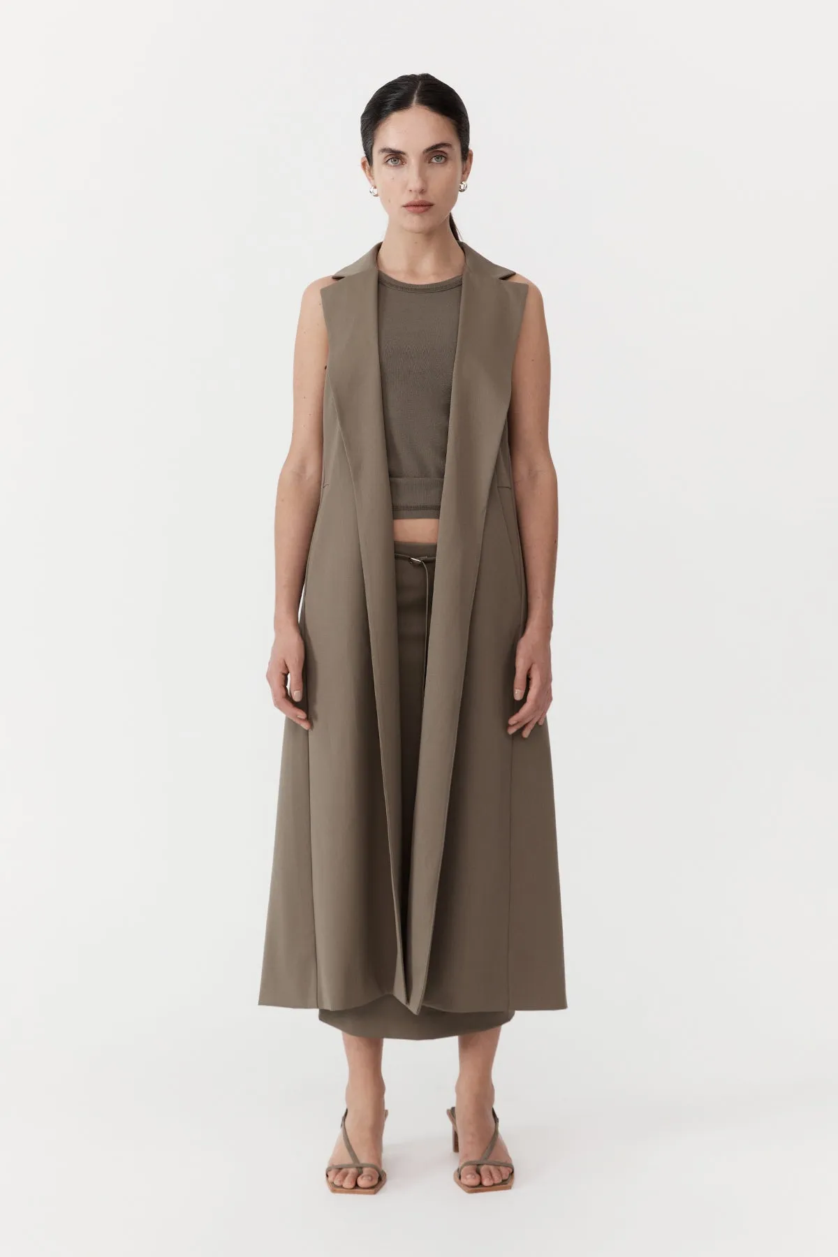 Layered Wool Trench Kelp