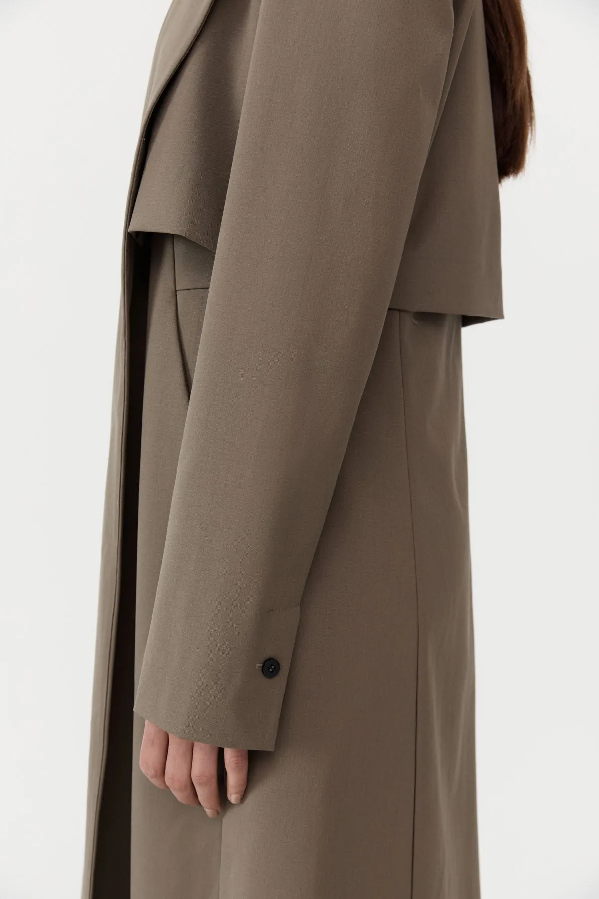 Layered Wool Trench Kelp