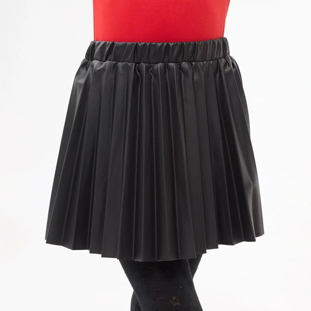 Leather-Effect Pleated Skirt