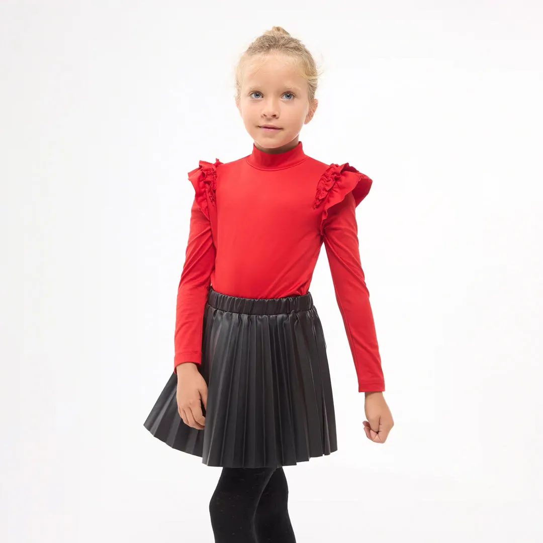 Leather-Effect Pleated Skirt