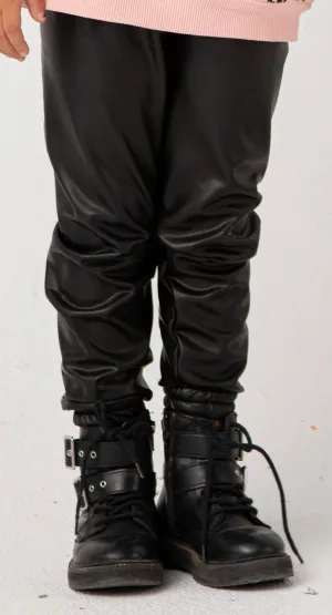 Leather girls sweatpants