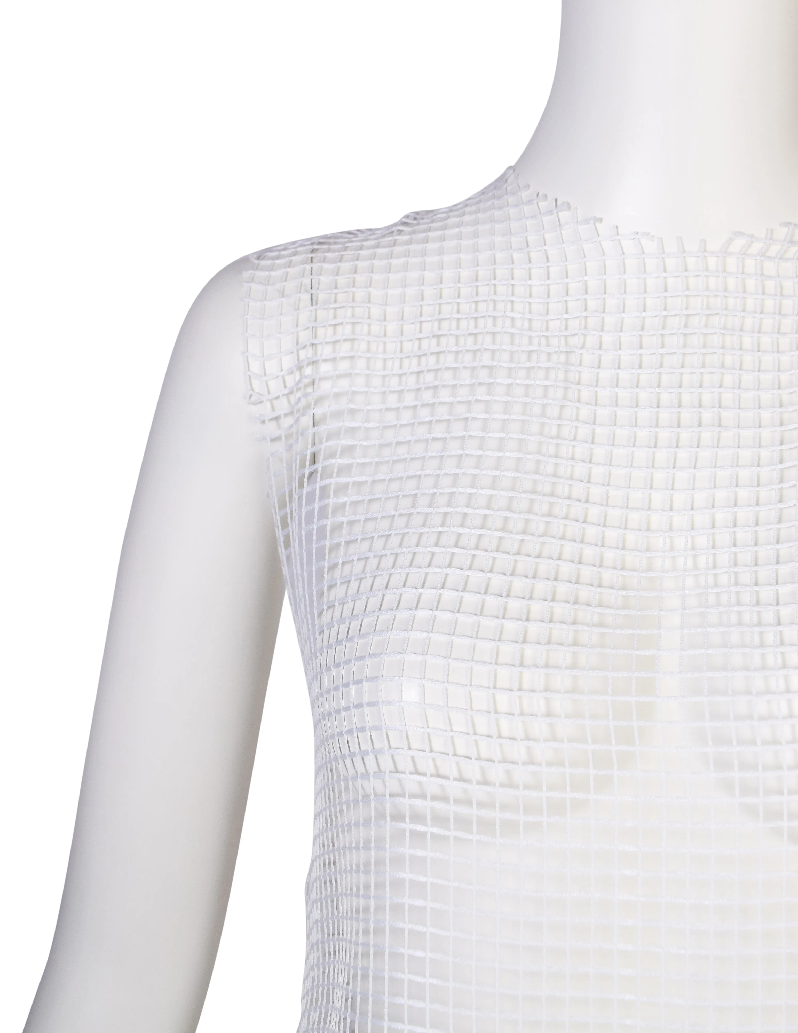 Lola Faturoti Vintage White Net See Through Tank Top