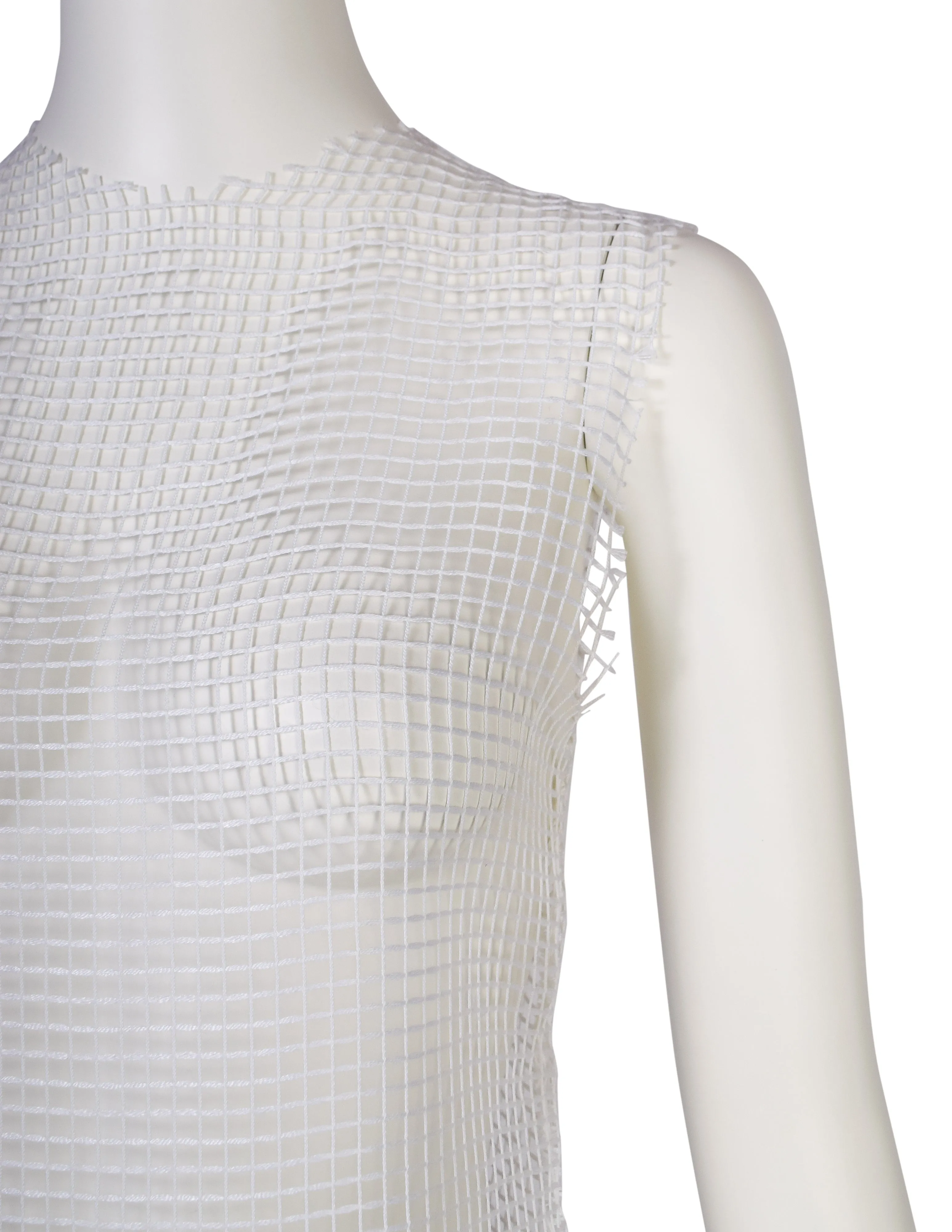 Lola Faturoti Vintage White Net See Through Tank Top