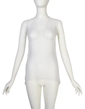 Lola Faturoti Vintage White Net See Through Tank Top