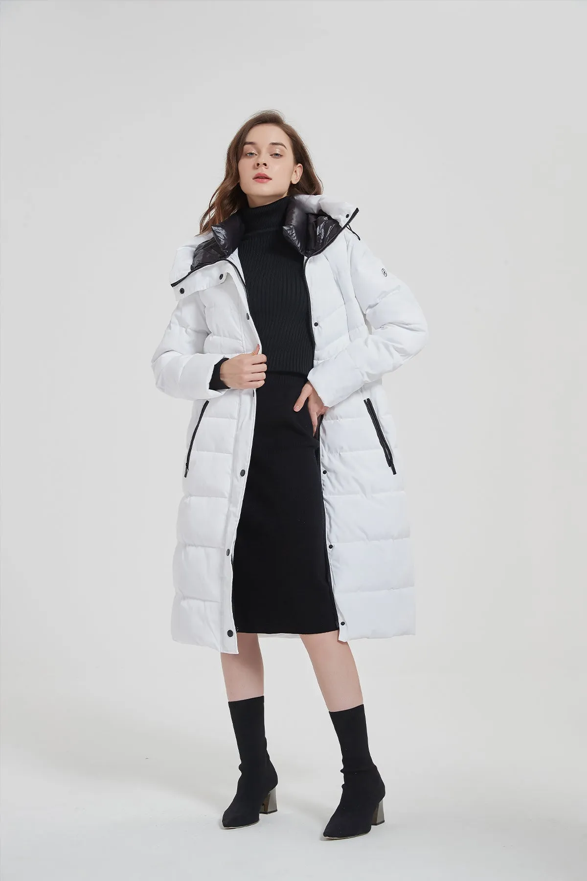 Long Puffer Coat with drop hood