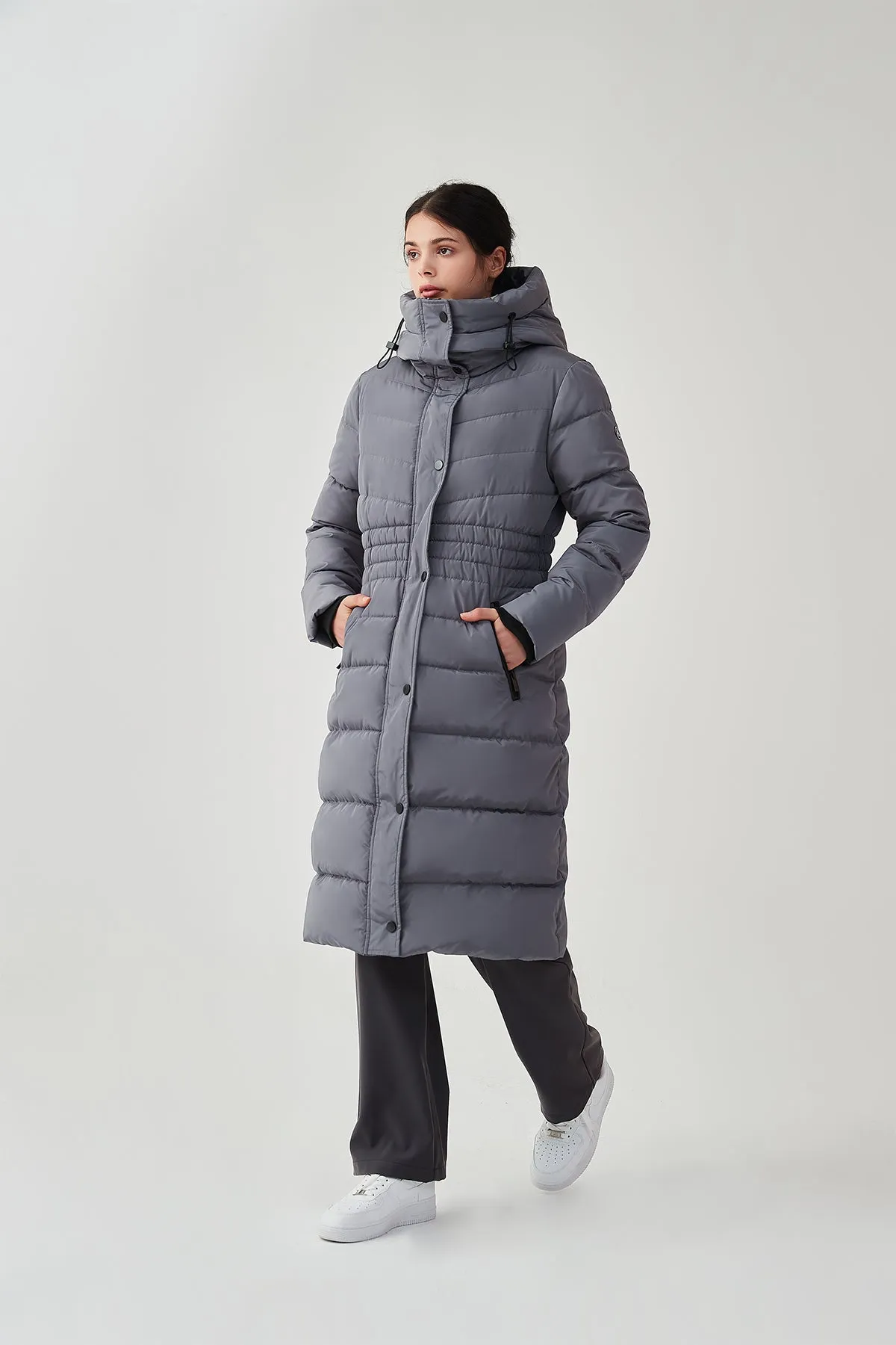 Long Puffer Coat with drop hood