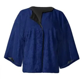 Luxury Velvet Kimono Blazer Navy Ponchos