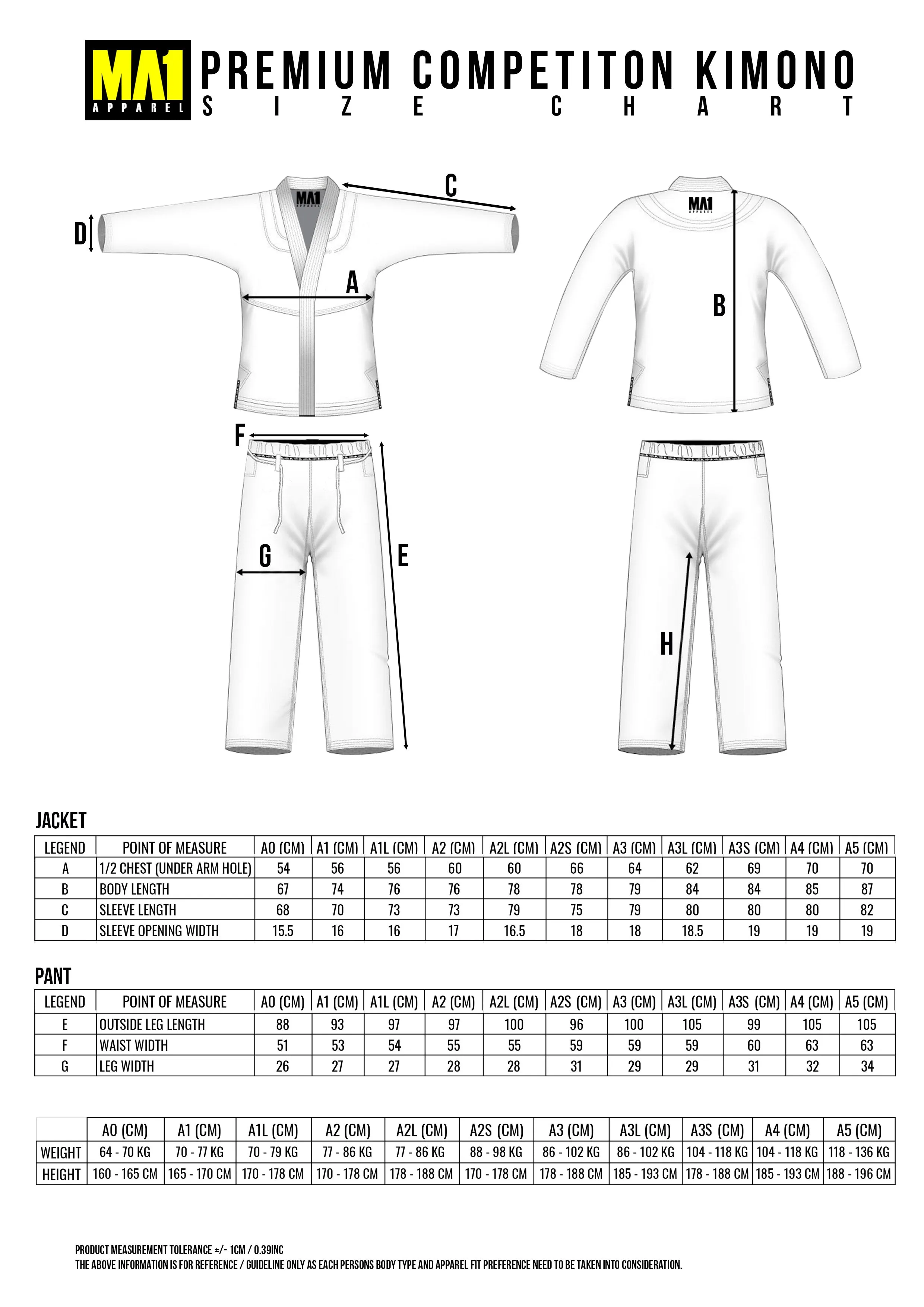 MA1 Premium Comp Gi - Blue & Yellow