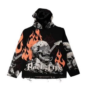 MAJESTIC Rock Life Tapestry Rhinestone Graphic Hoodie