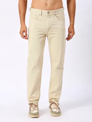 Men's Beige Straight Fit Jeans