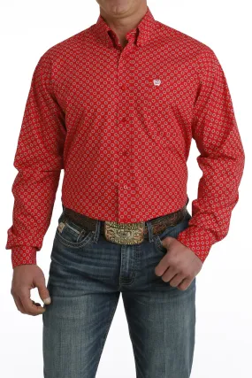 Men's Cinch Red Multi Print Long Sleeve Button Down Shirt