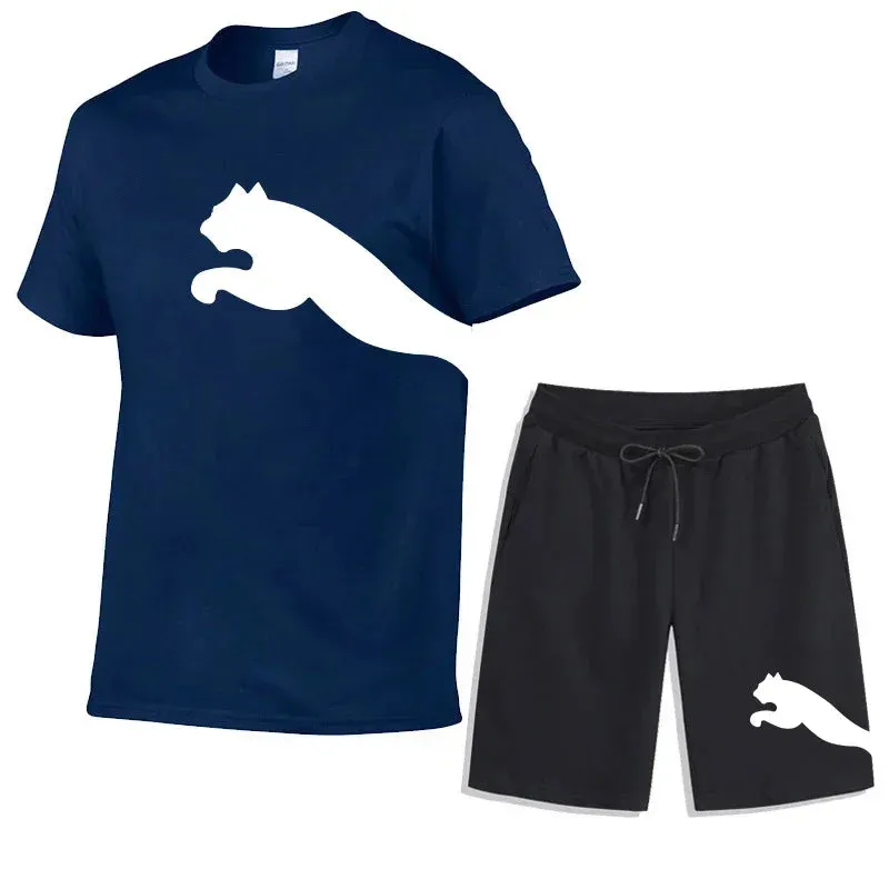 Men's Summer Mesh T-Shirt & Sweatpants Set - Casual Sportswear