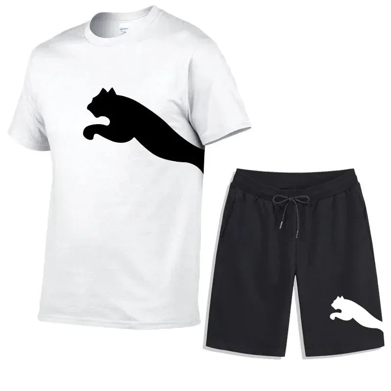 Men's Summer Mesh T-Shirt & Sweatpants Set - Casual Sportswear